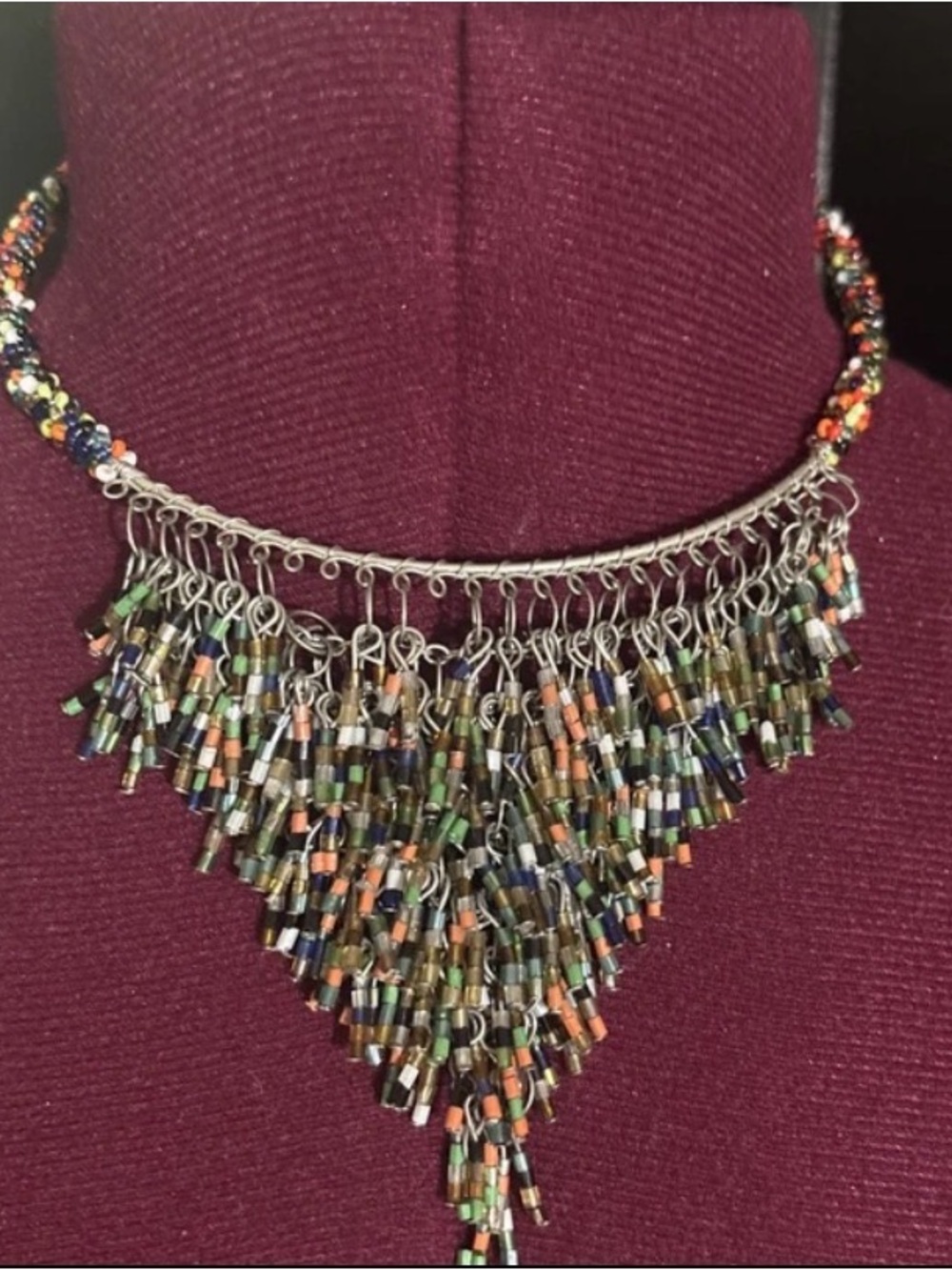Women Boho Bib Waterfall Necklace statement bib Colorful